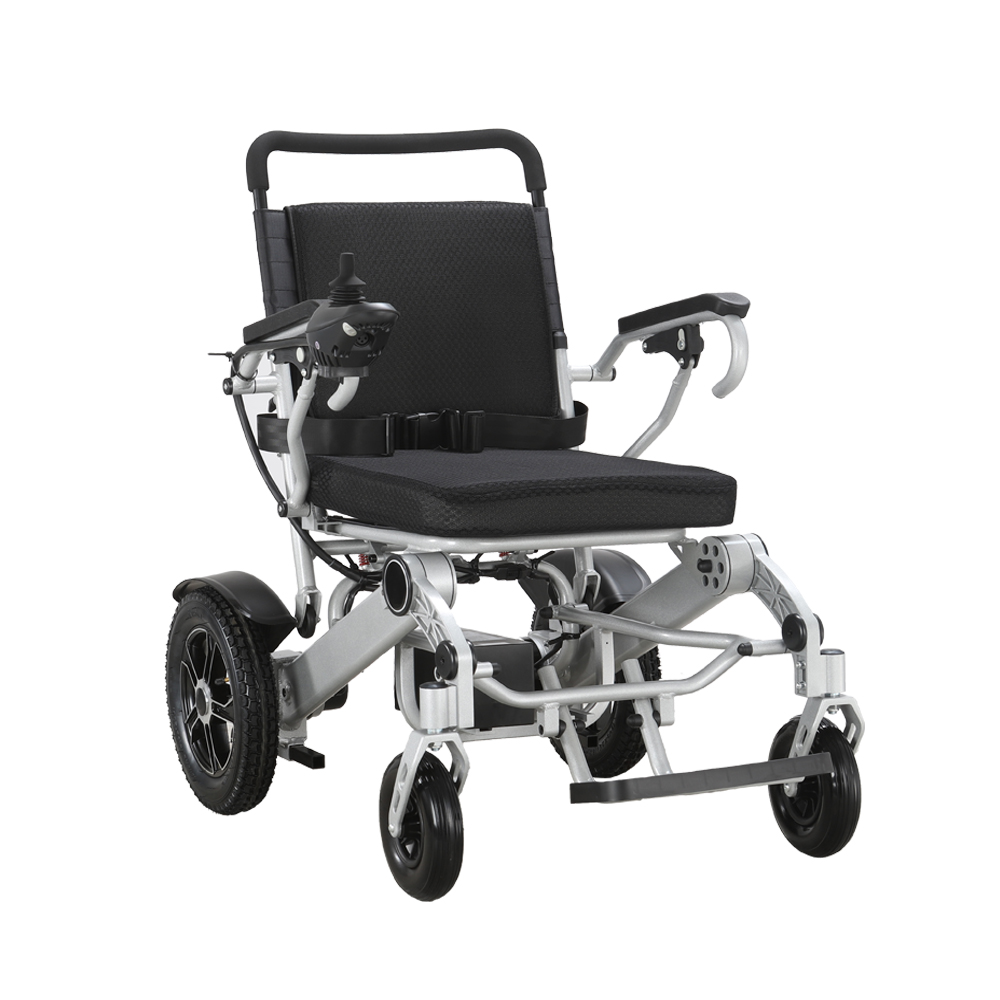 Silla de ruedas eléctrica plegable de viaje de aleación de aluminio XFGW25-203 para personas mayores 