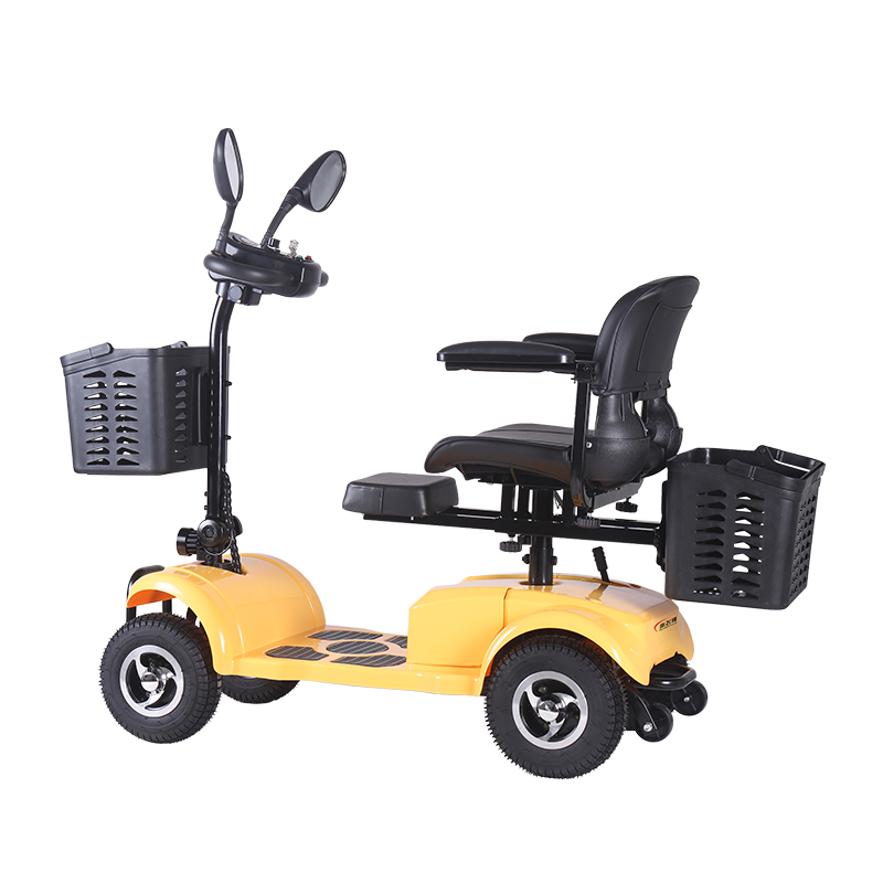 DDF106 Scooter de movilidad eléctrico amarillo plegable de 4 ruedas para adultos