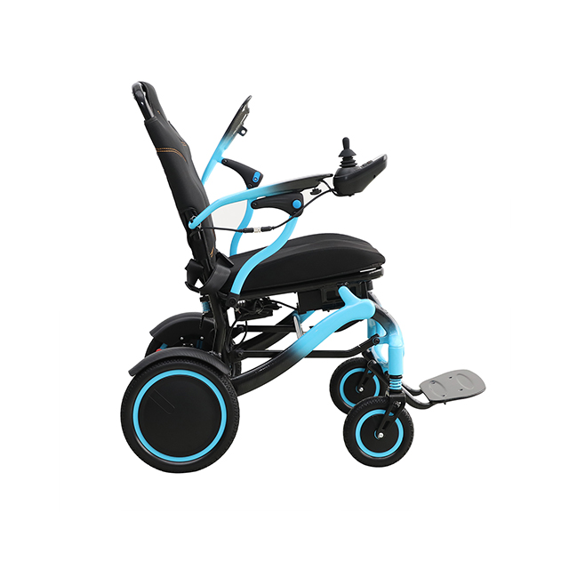 NXN20-226 Fibra de carbono y aleación de aluminio silla de ruedas eléctrica colorida portátil