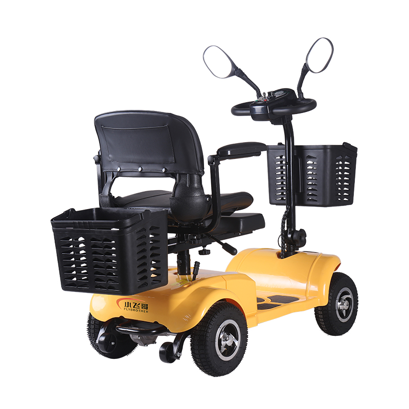 DDF106 Scooter de movilidad eléctrico amarillo plegable de 4 ruedas para adultos