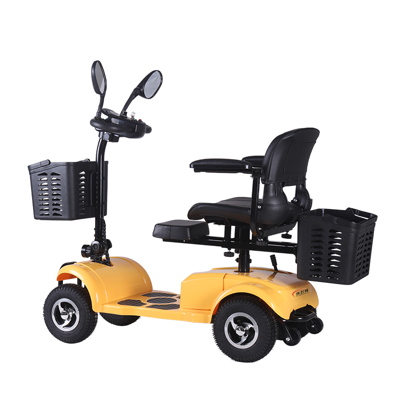 DDF106 Scooter de movilidad eléctrico amarillo plegable de 4 ruedas para adultos