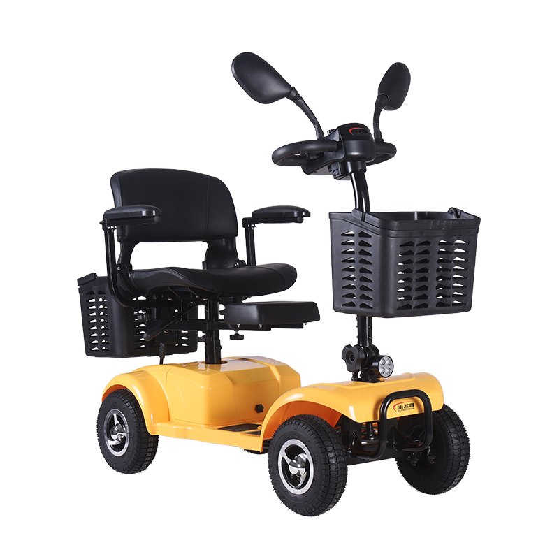 DDF106 Scooter de movilidad eléctrico amarillo plegable de 4 ruedas para adultos