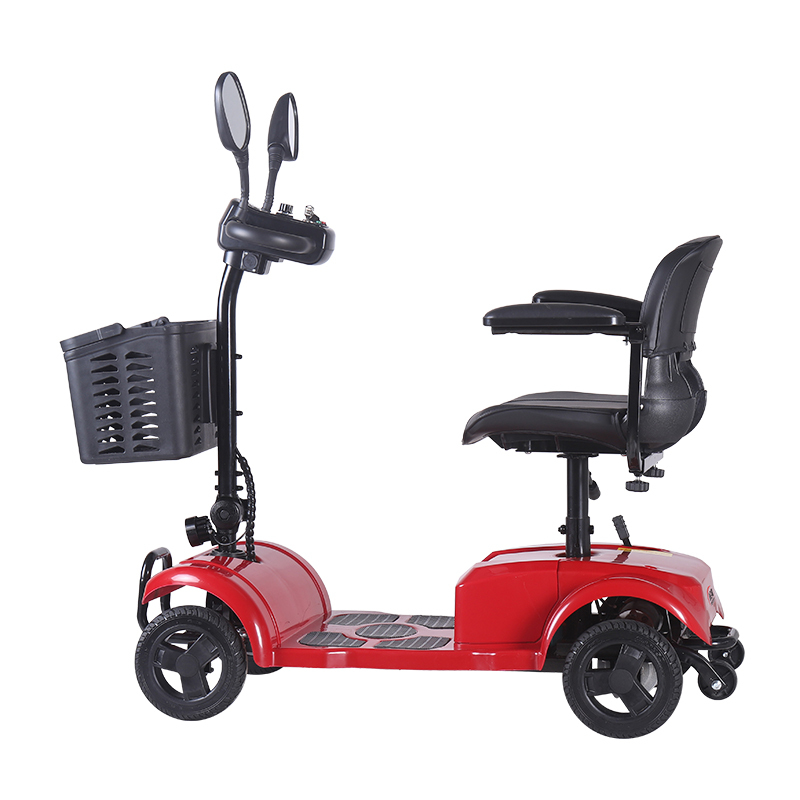 DDF105 Scooter de movilidad eléctrico rojo plegable de 4 ruedas para adultos