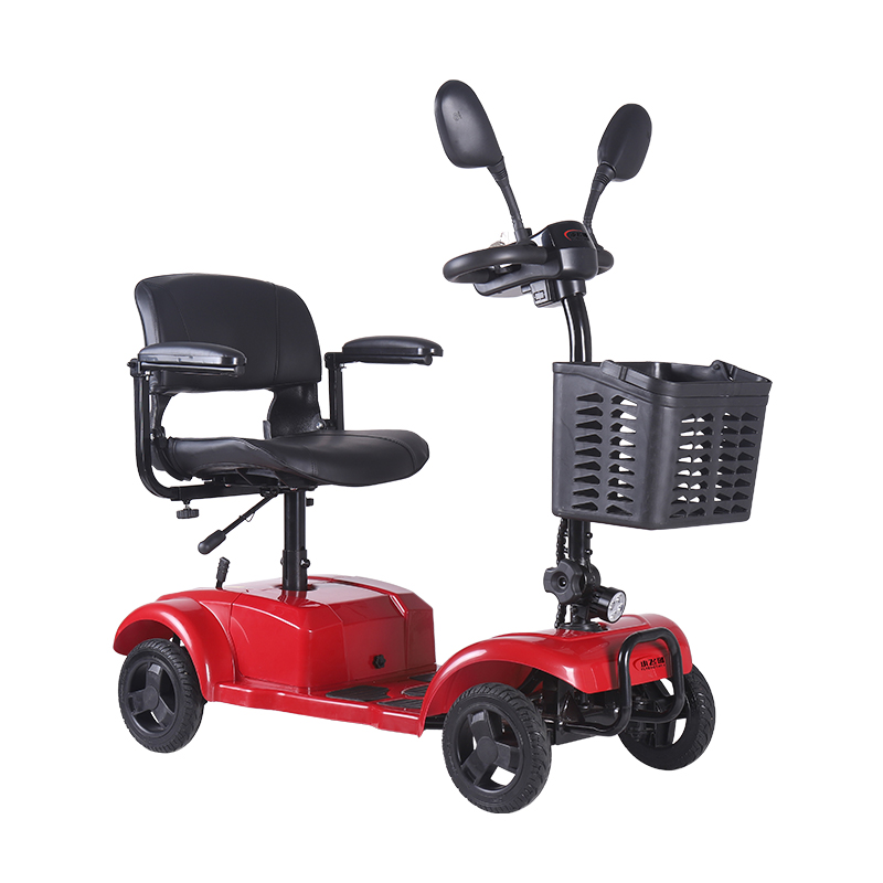 Scooter de movilidad el&eacute;ctrica rojo plegable de 4 ruedas para adultos (7)