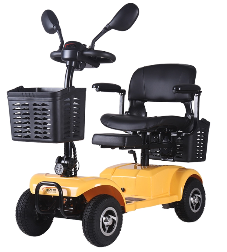 DDF106 Scooter de movilidad el&eacute;ctrico amarillo plegable de 4 ruedas para adultos.png